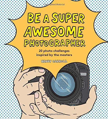 Book cover with hands holding a camera, bold yellow and blue design.