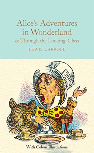 Book cover featuring the Mad Hatter, a cat, and tea set illustration.
