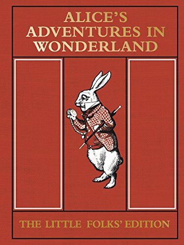 Red book cover featuring the White Rabbit holding a pocket watch and umbrella.