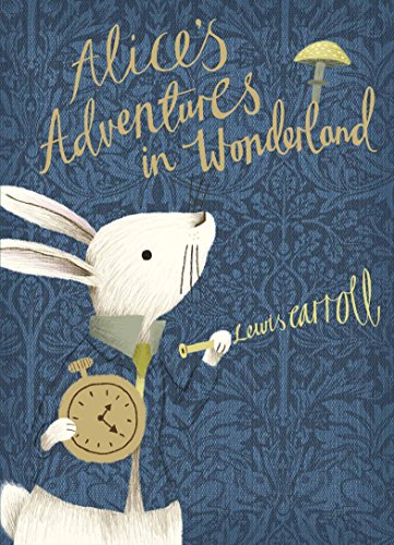 Book cover featuring a white rabbit holding a pocket watch against a blue pattern.