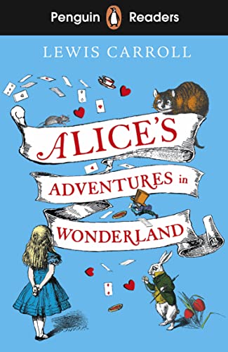 Book cover: "Alice's Adventures in Wonderland" with illustrations of characters.