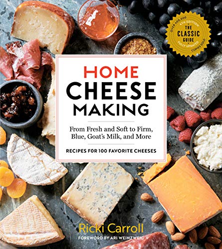 Book cover featuring cheese, fruit, and charcuterie, titled "Home Cheese Making.
