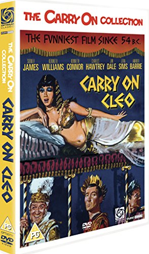 Carry On Cleo" DVD cover featuring a reclining Cleopatra and Roman soldiers.