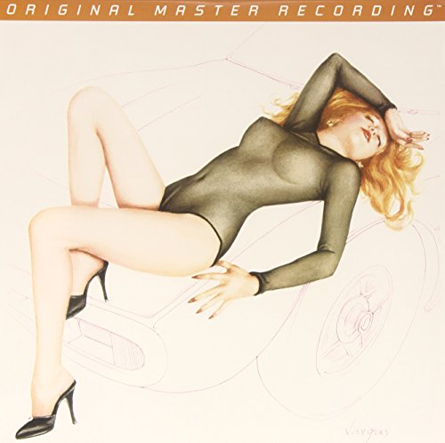 Vinyl album cover featuring a reclining woman and car illustration.