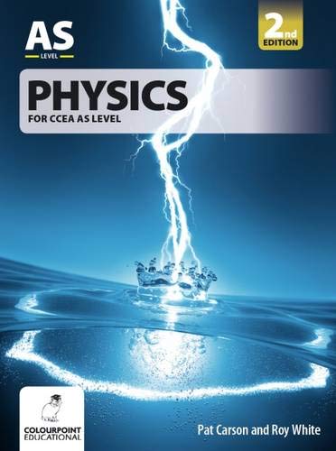 Textbook cover for Physics for CCEA AS Level featuring a lightning bolt hitting water.