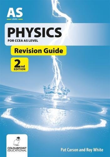 Blue physics revision guide with lightning bolt and water splash imagery.
