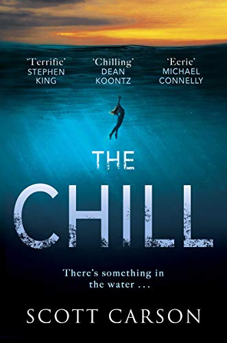 Book cover showing a person swimming in deep blue water under a sunset sky.