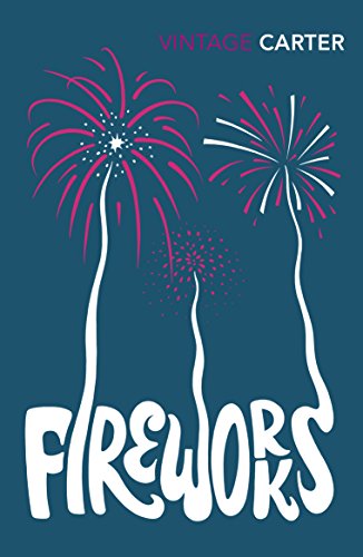 Book cover with stylized pink and white fireworks on a dark blue background.