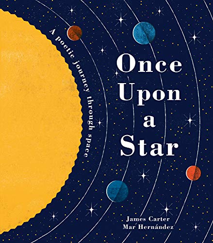 Book cover: Sun, planets, stars, and the title "Once Upon a Star".
