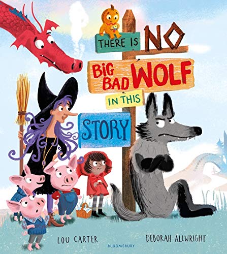 Story cover featuring fairytale characters—dragon, wolf, witch, Little Red Riding Hood.