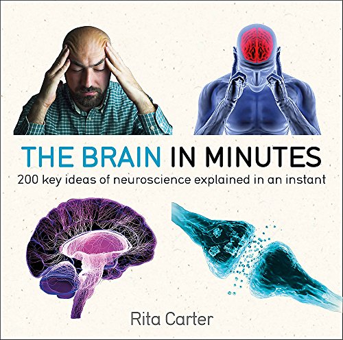 Book cover: "The Brain in Minutes" with brain imagery and a thoughtful man.