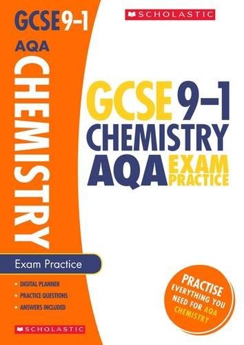 Orange and white GCSE Chemistry AQA exam practice book cover.