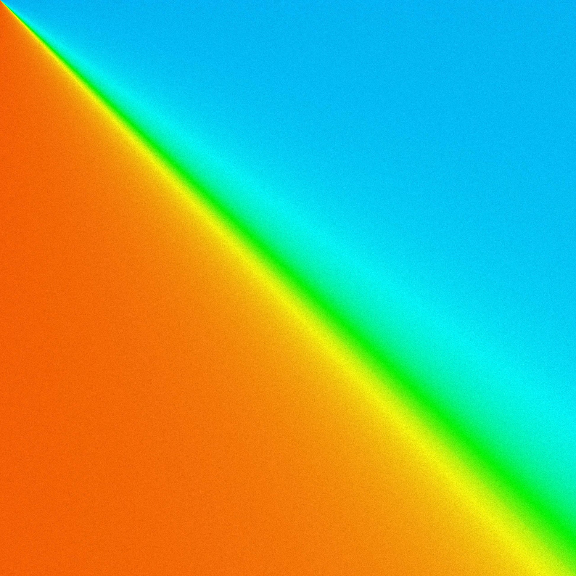 Abstract gradient background transitioning from orange to green and blue.
