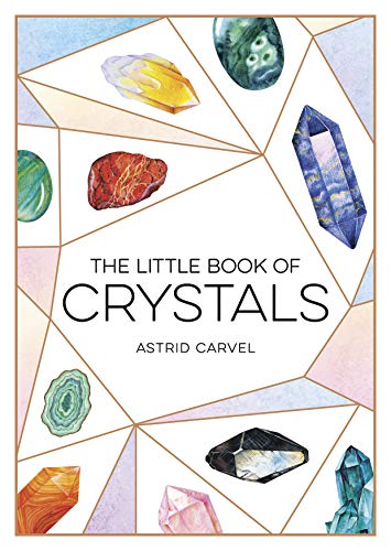 Book cover titled The Little Book of Crystals with watercolor illustrations of various crystals.