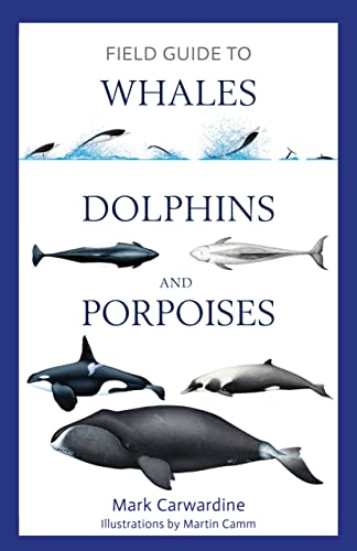 Book cover titled Field Guide to Whales, Dolphins and Porpoises featuring various marine mammal illustrations.