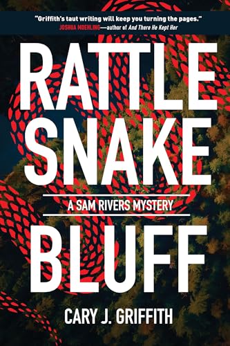 Book cover for “Rattlesnake Bluff” featuring a coiled red snake and bold text.