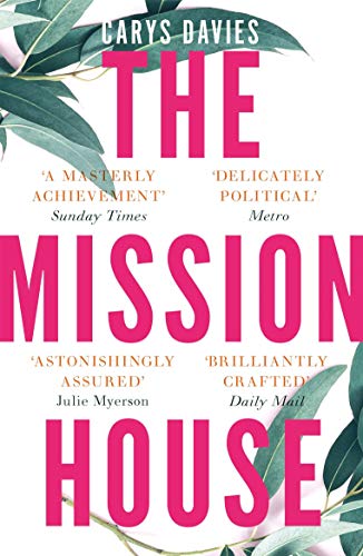 Book cover for The Mission House by Carys Davies with green leaves on white.