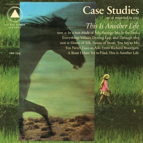 CD cover: horse silhouette, small girl, green field, text details.