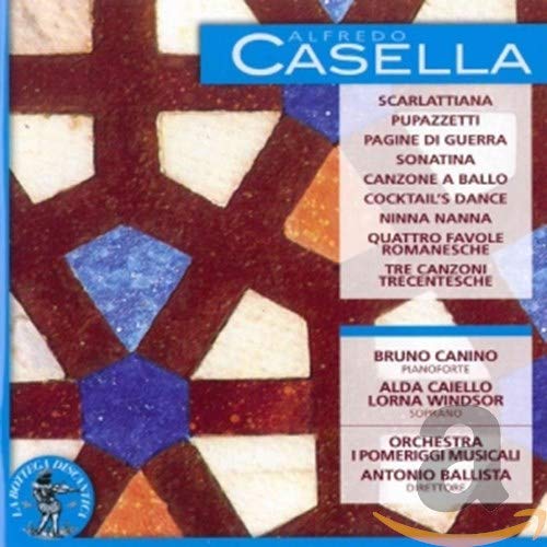 CD cover for Casella’s “Scarlattiana” with geometric patterned background.