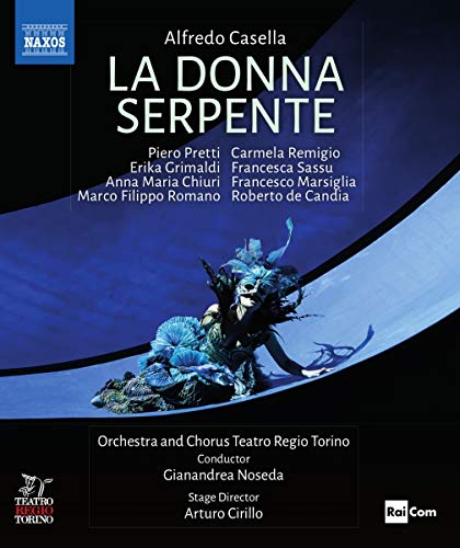 "Blu-ray cover with a dancer dressed as a serpent on a blue background."