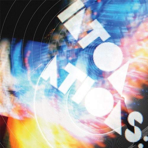 Abstract vinyl record cover with blurred shapes and bright colors.