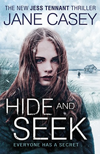 Book cover: woman’s face, beach, and distant house in a stormy scene.