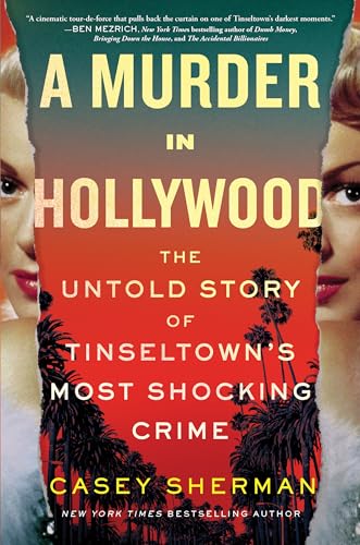 Book cover: “A Murder In Hollywood” with portraits and palm trees.