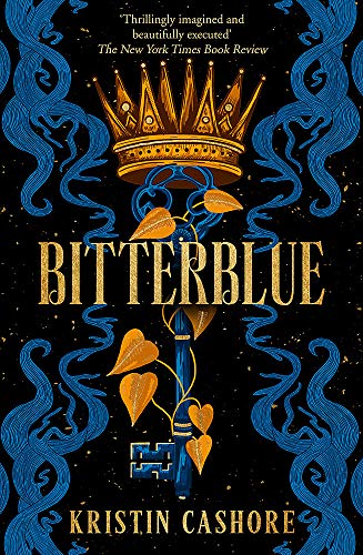 Book cover for "Bitterblue" featuring a golden crown and ornate key.