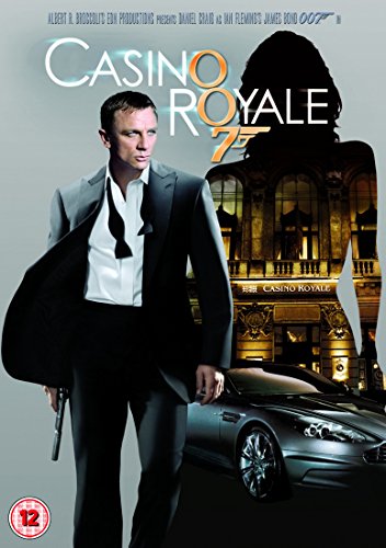 Casino Royale DVD cover featuring James Bond in a suit with a car.