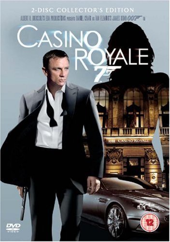 Casino Royale DVD cover featuring James Bond in a suit with a car.