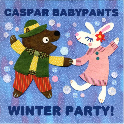 CD cover: a bear and rabbit dancing against a blue, snowflake background.