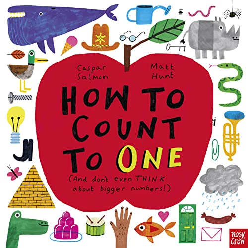 Book cover featuring a large red apple surrounded by various colorful illustrated objects.
