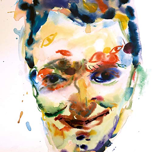 Watercolor portrait of a man with colorful, abstract brushstrokes.