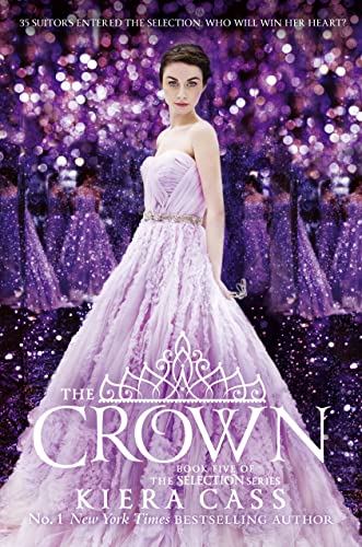 A woman in a ruffled lavender ballgown stands before a purple bokeh background.
