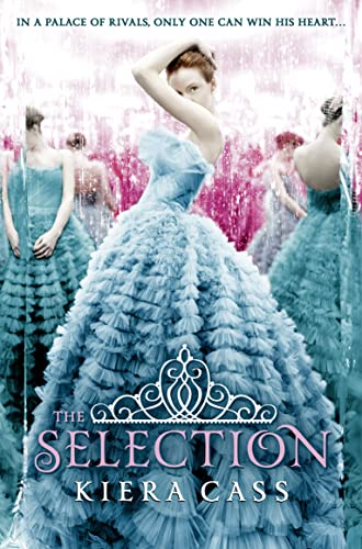 Book cover featuring a woman in a large, ruffled blue gown with other figures blurred behind.