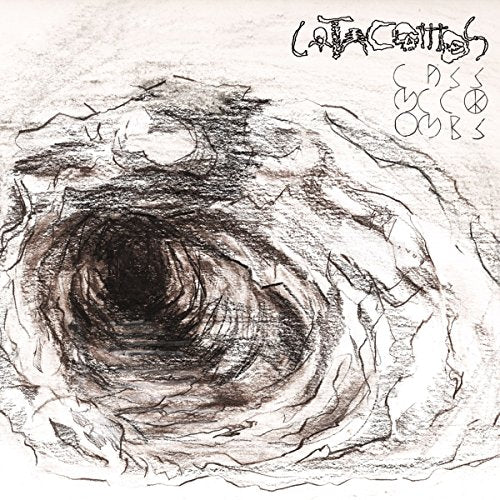Charcoal sketch of a dark, swirling hole with album title above.
