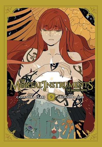 Graphic novel cover: red-haired woman with wings and glowing runes.