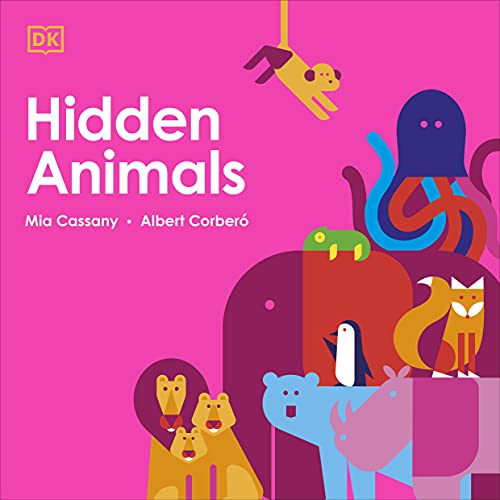 Book cover with colorful, stylized illustrations of various hidden animals.