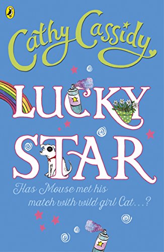 Book cover for "Lucky Star" with colorful lettering, a dog, and spray cans.