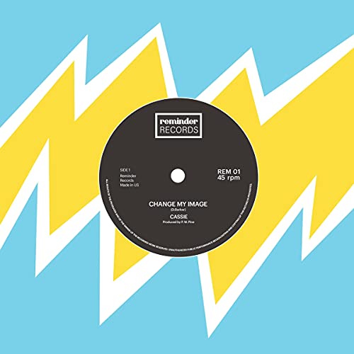 Black vinyl record label with yellow lightning bolt background.