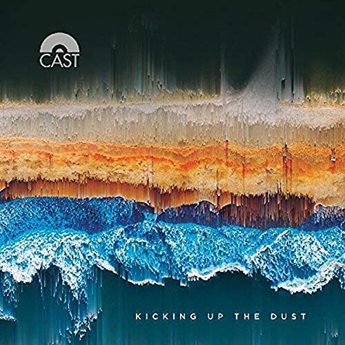 Album cover for Cast’s “Kicking Up The Dust” with abstract, colorful design.