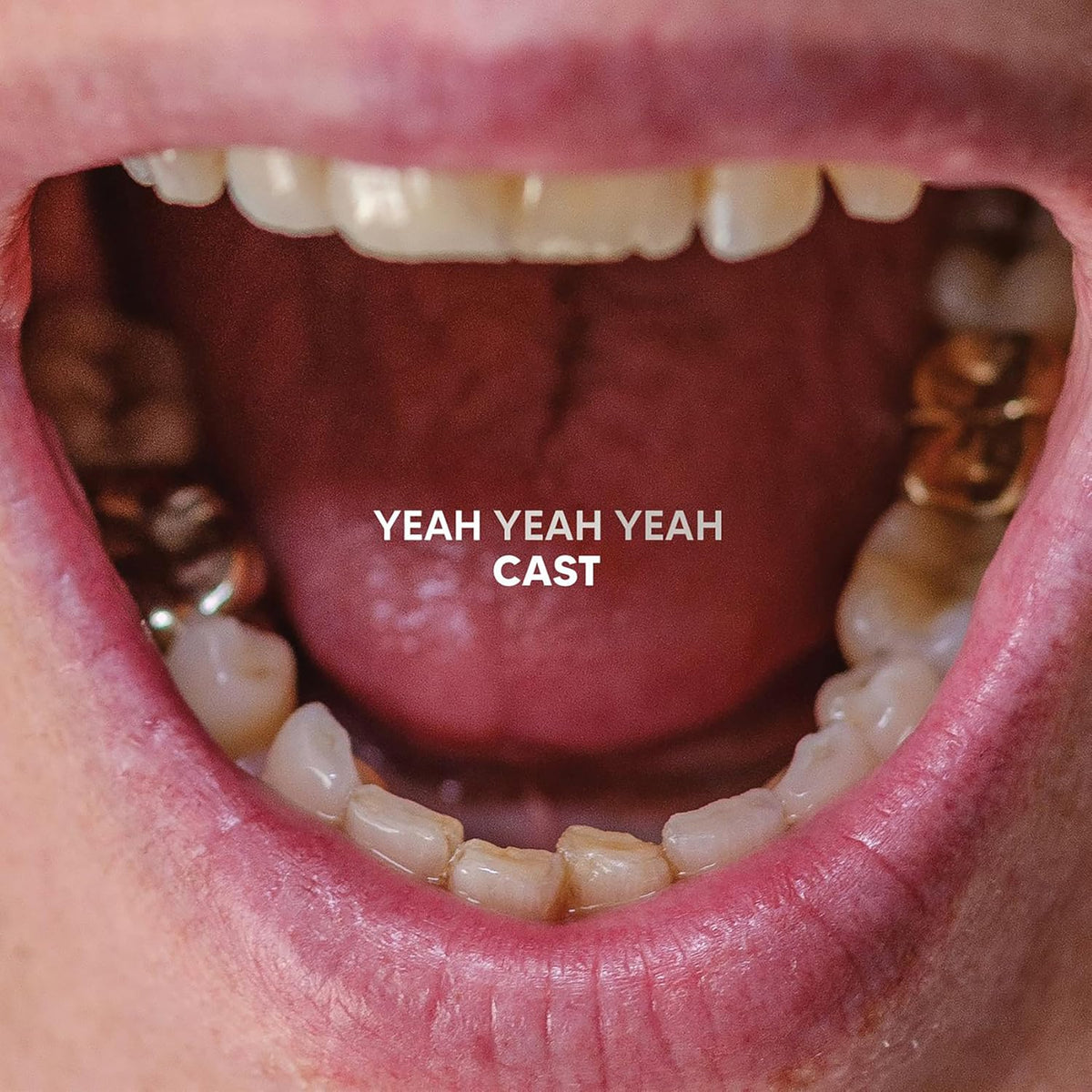CD cover: open mouth with text “Yeah Yeah Yeah” and “Cast”.