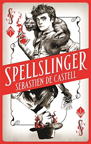 Book cover featuring a young man with a cat, styled as a playing card.