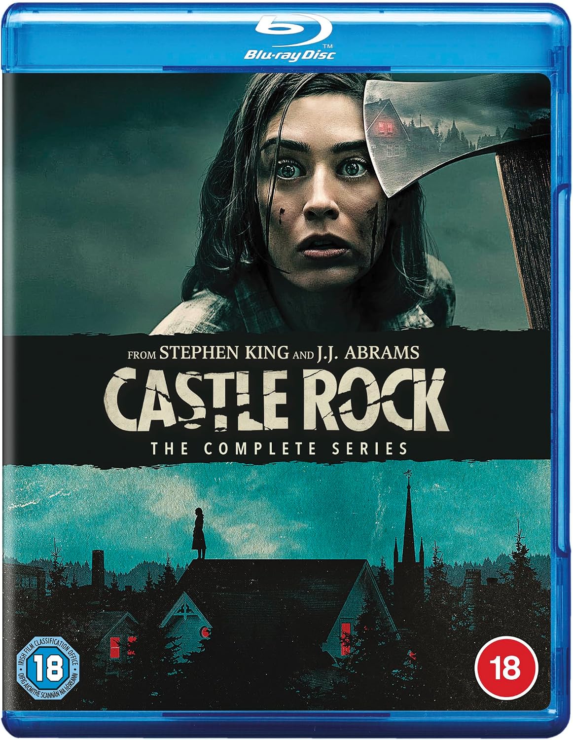 Blu-ray cover for "Castle Rock" featuring a woman and an axe.