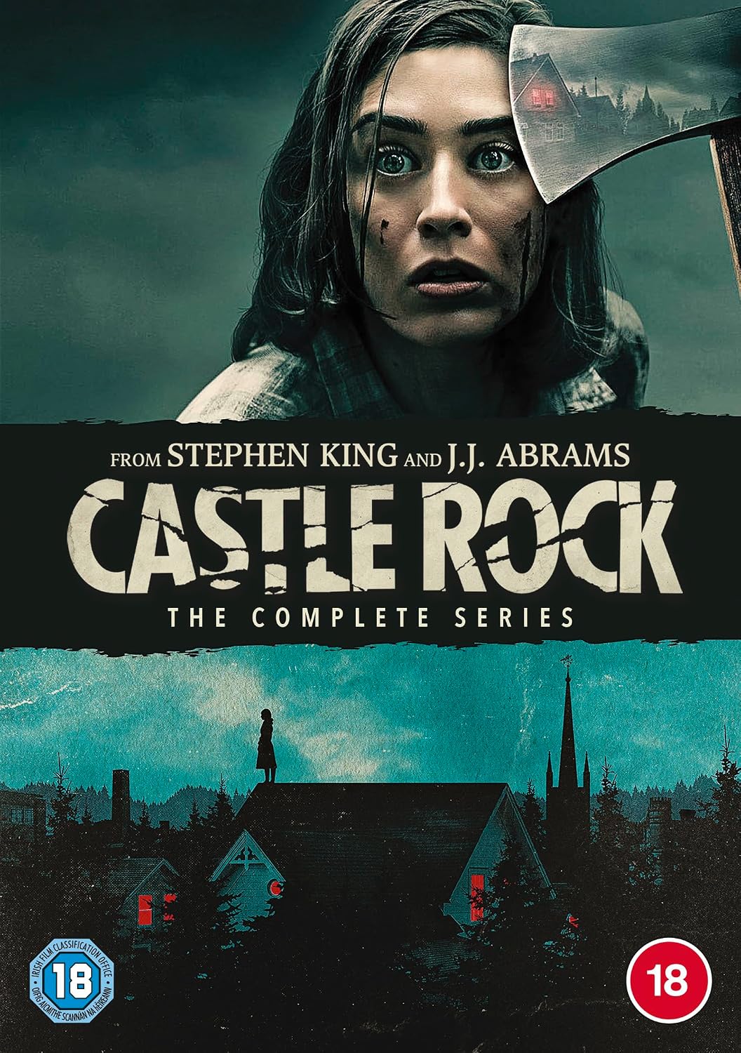 DVD cover for "Castle Rock" with a frightened woman and axe imagery.