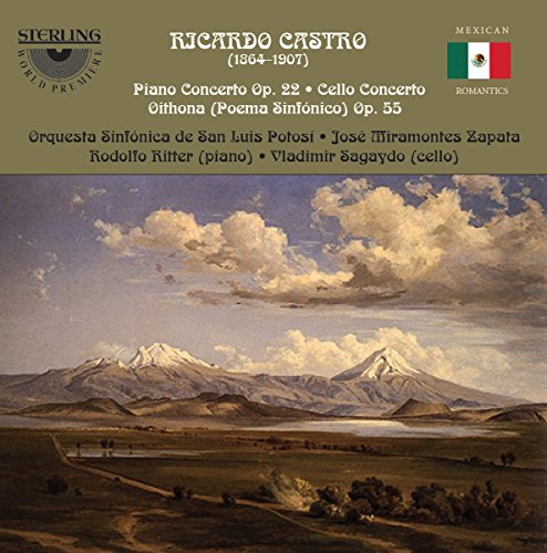 CD cover for Ricardo Castro concertos with a mountainous landscape.