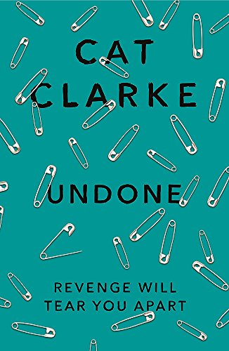Book cover for “Undone” with white text and scattered safety pins.