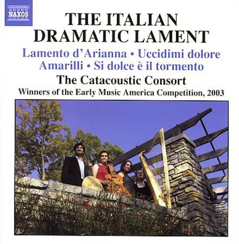 CD cover featuring four musicians with a harp and stone wall.