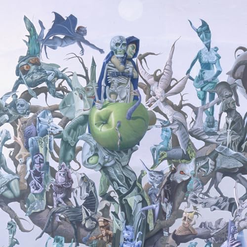 CD cover: Surreal, detailed painting of figures and skeletal forms among foliage.
