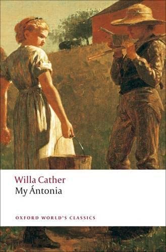 A painting of a woman and a man in a field on a book cover.